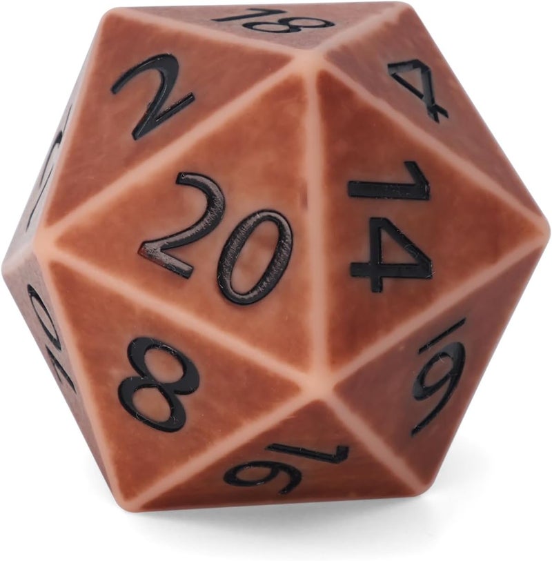 CSITORWWE Retro Style 55mm Giant D20 Dice,20 Sided Resin Dice with Velvet Pouch, Titan Polyhedral Dice for TTRPG Tabletop Gaming,Dungeon Masters,RPG Adventures(Brown Ancient) - Image 2
